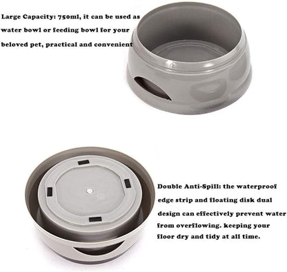 Love Dream No Spill Dog Water Bowl, No Drip Dog Slow Water Feeder No Slip Vehicle Carried Pet Water Dispenser 25 oz with Floating Disk Slow Drinking Bowl for Dogs Cats (Blue)