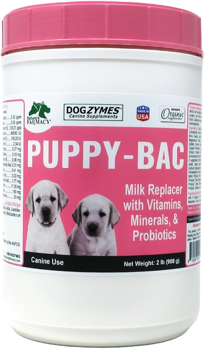 Dogzymes Puppy-Bac (2 Pound) Milk Replacer with Live Microorganisms and Enzymes 441 Million CFU/gram Mix 1:4