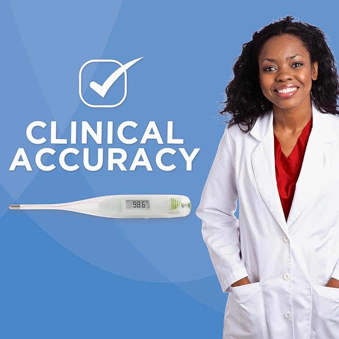 Veridian Healthcare Digital Thermometer | 60-Second Readout | Fahrenheit Measurements | Rigid Tip | Fever Alert | One-Year Warranty