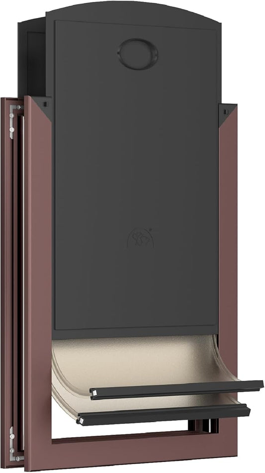 [MAVRICPOWER] Aluminum Large Dog Door for Door, Dog Doors for Large Dogs with 2 Sliding Lock Panels, Doggy Door for Dogs up to 80lbs