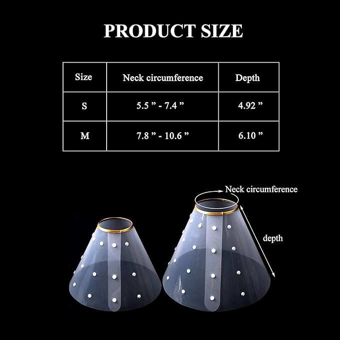 WishLotus Cat Cone Recovery - Soft, Comfortable & Adjustable Elizabethan Collar, Anti-Bite/Lick E-Collar for Small Medium Dog, Rabbit (M, White)
