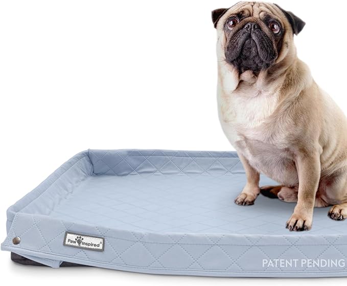 Paw Inspired Critter Box Dog Pad, Large Reusable Puppy Pad for Potty Training, Whelping, or Litter Box Mat, Washable Pee Pad with Soft Raised Sides to Prevent Leaks, 32x32 Inch