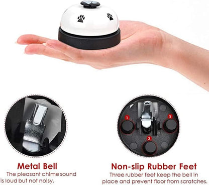 SlowTon Dog Doorbells, 2 Pack Metal Bell Dog Training with Non Skid Rubber Bottoms Dog Door Bell for Potty Training Clear Ring Pet Tool Communication Device for Small Dogs Cats (White+White)