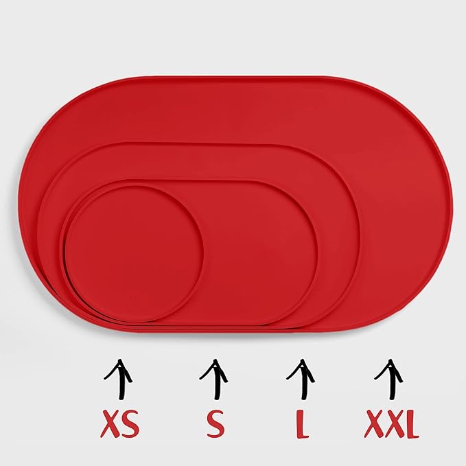 DogBuddy Dog Food Mat - Waterproof Dog Bowl Mat, Silicone Pet Mat for Food and Water Bowls, Nonslip Pet Feeding Mat with Edges, Dogs Food Mats for Floors, Puppy Supplies (Large, Red)