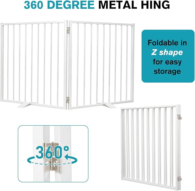 Snagle Paw Extra Wide Dog Gate,Free Standing Dog Fence with Door, Up to 52 Inch Wide Pet Gate with Support Feet for Stairs, Hallways, Doorways, Yard (White, 2 Panels)
