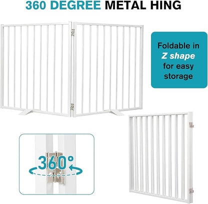 Snagle Paw Extra Wide Dog Gate,Free Standing Dog Fence with Door, Up to 52 Inch Wide Pet Gate with Support Feet for Stairs, Hallways, Doorways, Yard (White, 2 Panels)