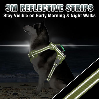 BARKBAY No Pull Dog Harness Large Reflective Dog Harness with Front Clip and Easy Control Handle for Walking Training Running with ID tag Pocket(Sunlight,L)