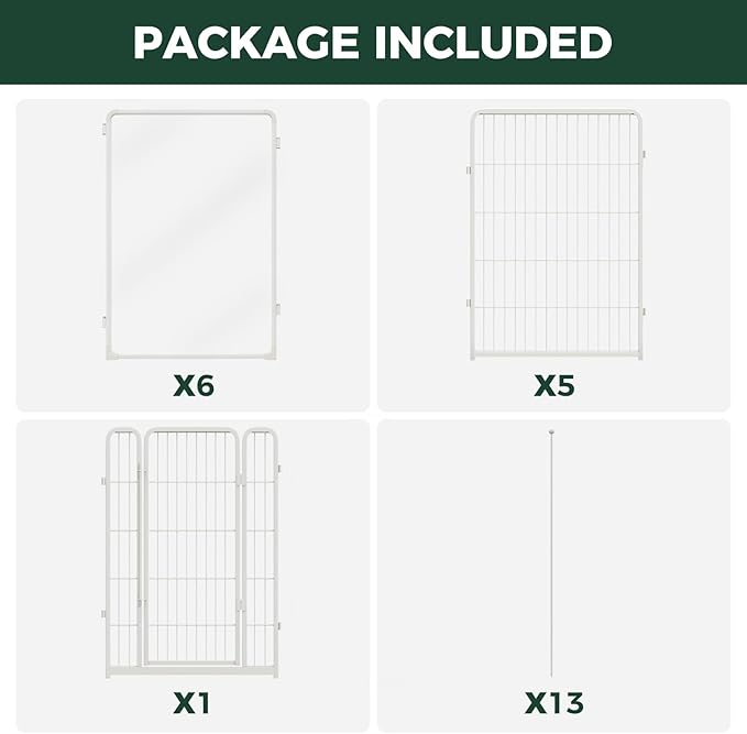 FXW AuraSpace Pro Acrylic & Wire Mesh Indoor Dog Playpen, 40" Height 12 Panels Metal Dog Pen for Medium and Large Dogs, White│Patented