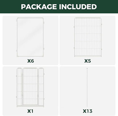 FXW AuraSpace Pro Acrylic & Wire Mesh Indoor Dog Playpen, 40" Height 12 Panels Metal Dog Pen for Medium and Large Dogs, White│Patented