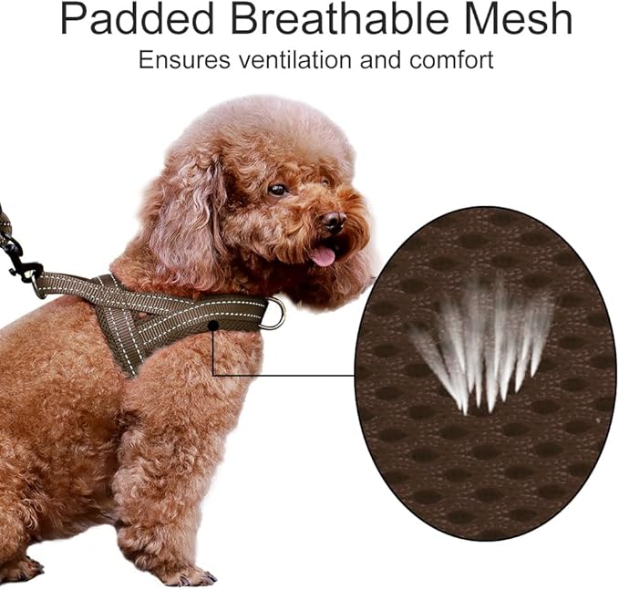 Plutus Pet No Pull Dog Harness with Breathable Mesh Padded, Adjustable Reflective Escape Proof Dog Harness, Quick Fit Dog Vest Harness for Small Medium Large Dogs(XL, Chocolate)