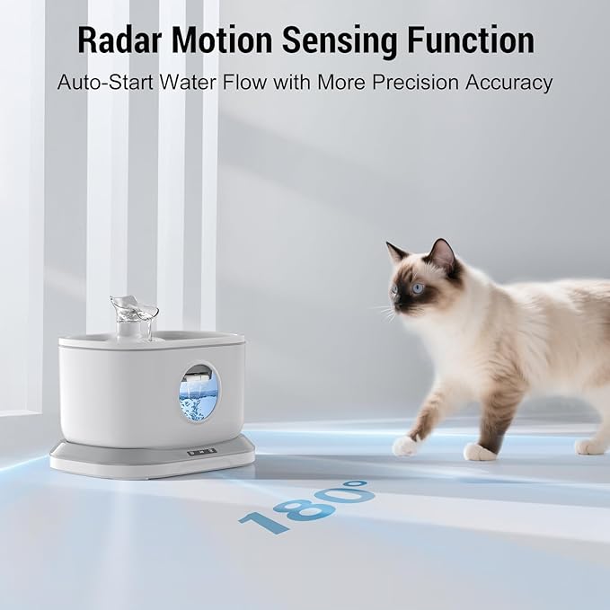 Cat Water Fountain Wireless, Battery Operated Cat Fountain for Drinking, 2.6L/88oz Cordless Pet Fountain with Motion Sensor Automatic Water Dispenser Wireless Pump 2 Filters Indoor BPA-Free