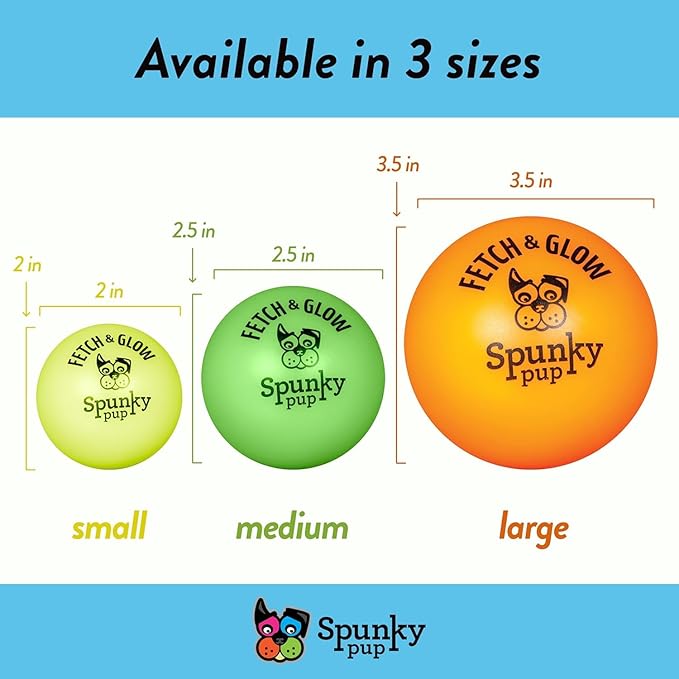 Spunky pup Fetch & Glow Ball Medium, (Assorted)