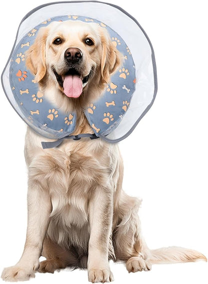 Soft Inflatable Cone Collar for Dog After Surgery, Large Dog Neck Donut Collar with Preventive Adjustable Anti-Licking Soft Pet Puppy Collar for Medium Large Dogs (Gray, L)