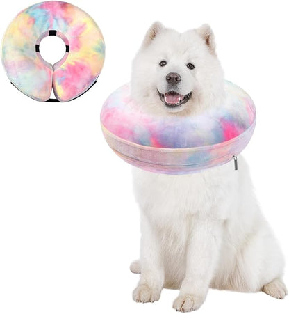 Inflatable Dog Cone Collar for Dogs and Cats, Dog Neck Collar Recovery E Collar Alternative After Surgery, Elizabethan Collar Alternatives for Dogs Recovery (Pink Blue, XL)