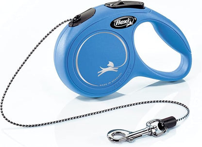 FLEXI® Classic XS Cord Retractable Dog Leash (Blue)-10 ft for Extra Small, Tiny Dogs up to 18 lbs| Ultra Compact Pocket-Size, 3-Finger Grip, German Quality| Tangle-Free, One-Hand Brake, Pause & Lock