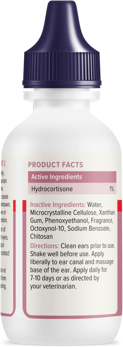 Vetnique Oticbliss Cat & Dog Ear Infection Treatment | Dog Ear Allergy Relief Drops, MicroSilver Yeast Infection Treatment for Dogs, Hydrocortisone for Itching, Redness Swelling (Ear Allergy Drops)