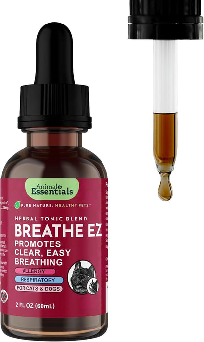 Animal Essentials Breathe EZ Herbal Supplement for Dogs & Cats, 2 fl oz - Supports Clear, Healthy Respiration-Breathing