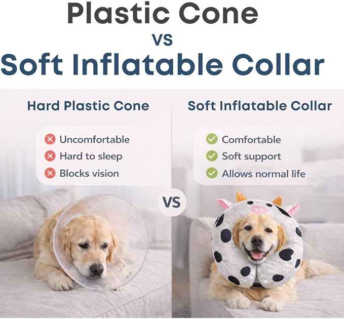 Soft Inflatable Dog Recovery Collar for Medium & Large Dogs – Cone Alternative After Surgery – Moccamocs