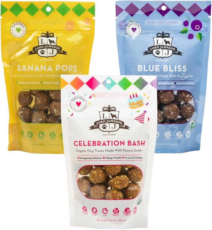 Lord Jameson Collection Bundle – Organic Dog Treats, Soft, and Irresistible Dog Treats Bundle (3-Pack)