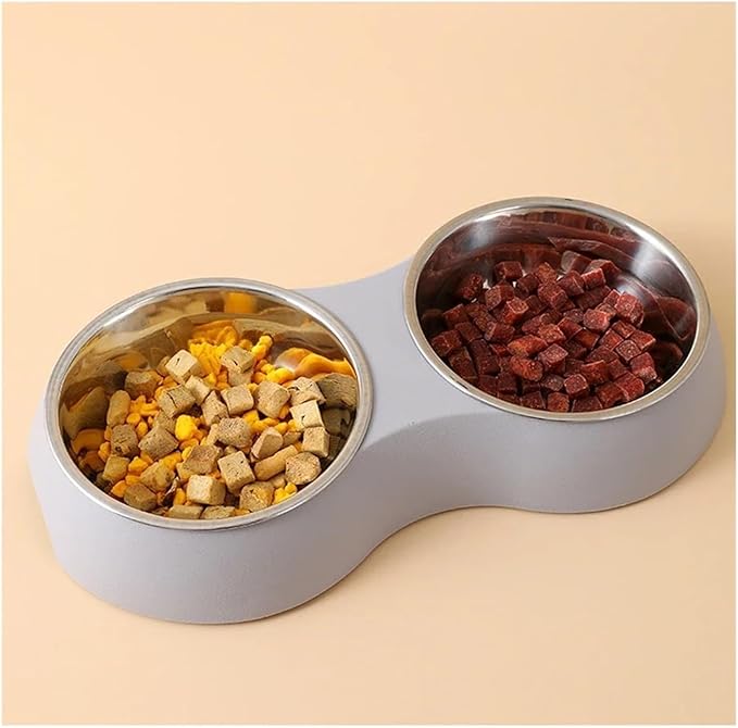 Double Pet Bowls Water Feeder Stainless Steel Drinking Dish Feeding Supplies Dog Accessories(Green)