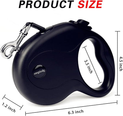 16Ft Retractable Dog Leash,Light Weight Leash for Small to Medium Dogs/Cats Up to 50lbs,Stainless Steel Spring Strong Nylon Tape, Tangle Free, One-Handed Brake.(Black)