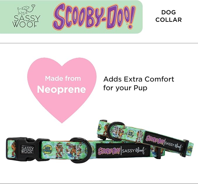 Sassy Woof Dog Collar Scooby-Doo™ - S, Adjustable, Durable, Comfortable and Stylish Pet Accessories for Small Dogs - Officially Licensed