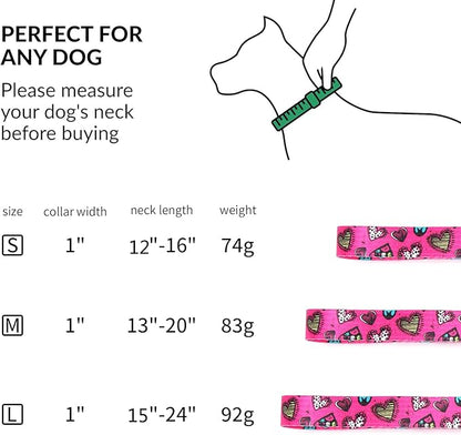 Martingale Dog Collar with Stainless Steel Chain - Limited Chain Cinch Training Collar for No Pull Training Dog - Flower Multicolor Cute Patterns - Premium No Slip Collar (HA12NO11, M)