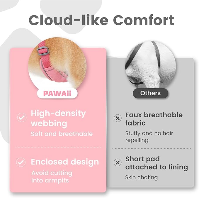 Pawaii Dog Harness for Small Dogs No Pull, No Pull Dog Harness with Pet ID Tag, No Choke Front Clip Harness Dog, Adjustable Soft Padded Pet Vest with Easy Control Handle