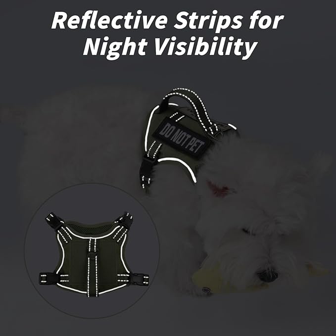 Tactical Dog Harness for Small Dog - Reflective Puppy Pet Vest No Pull Military Service Dog Vest with Vertical Handle XS Dog Harness for Outdoor Training
