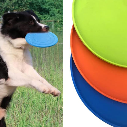 XIGOU Dog Flying Disc, 3 Pack Dog Flyer Toys, Soft Rubber Interactive Lightweight Flying Disc Dog Toy for Small Large Dogs - Floats in Water & Safe on Teeth, 7 inch.