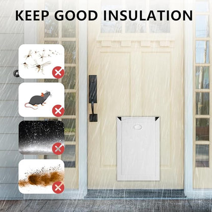 [MAVRICPOWER] Aluminum XL Dog Door for Door, Doggy Door with 2 Sliding Lock Panels for Extreme Weather, Pet Door for Dogs Up to 220 lbs