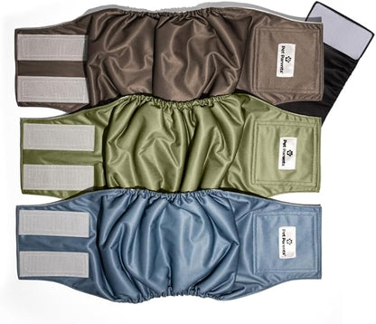 Pet Parents® Washable Belly Bands for Male Dogs (3pack) + Extendrs® of Durable Dog Diapers Male, Premium Male Dog Diapers & Dog Wraps (Medium, Koda)