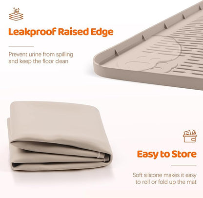 Pee Pads for Dogs, 40" x 28" Extra Large Reusable Dog Silicone Mat for Floor Protector, Washable Non-Slip Dog Training Pads for Potty Training (Khaki)