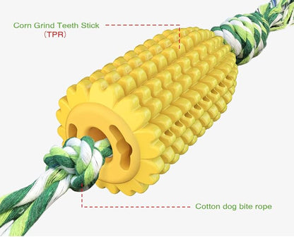Carllg Dog Chew Toys, Puppy Toothbrush Clean Teeth Interactive Corn Toys, Dog Toys Aggressive Chewers Medium Large Breed