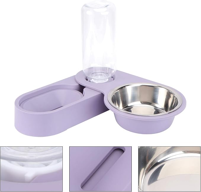 Dog Water Food Bowl Set Automatic Pet Food Water Dispenser Rotating Corner Folding Dog Bowl for Cat Puppy Small Dogs (Purple) Rabbit Food