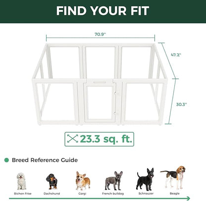 FXW AuraSpace Acrylic Indoor Dog Playpen for Small and Medium Dogs, 30 Inch, 10 Panels, White