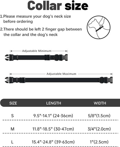 Waterproof Dog Collar, Rubber Adjustable Collars with Quick Release Buckle, Odor-Resistant, Easy to Clean Pet Collars for Small Medium or Large Dogs (Black, L 15.4-24.8 inch)