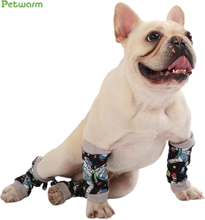 PetWarm Dog Recovery Sleeve 4pcs Set, Dog Leg Sleeve, Ideal for Comfort and Support During Pet Recovery, Suitable for Active or Support Recoverying Pet Use, Grey, S