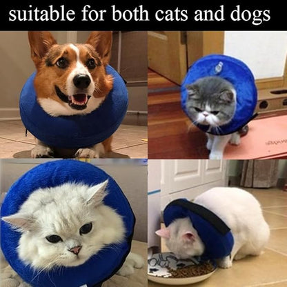Inflatable Dog Cone Collar Soft Dog Recovery Collar Adjustable Pet Neck Protector After Surgery to Prevent Biting Licking