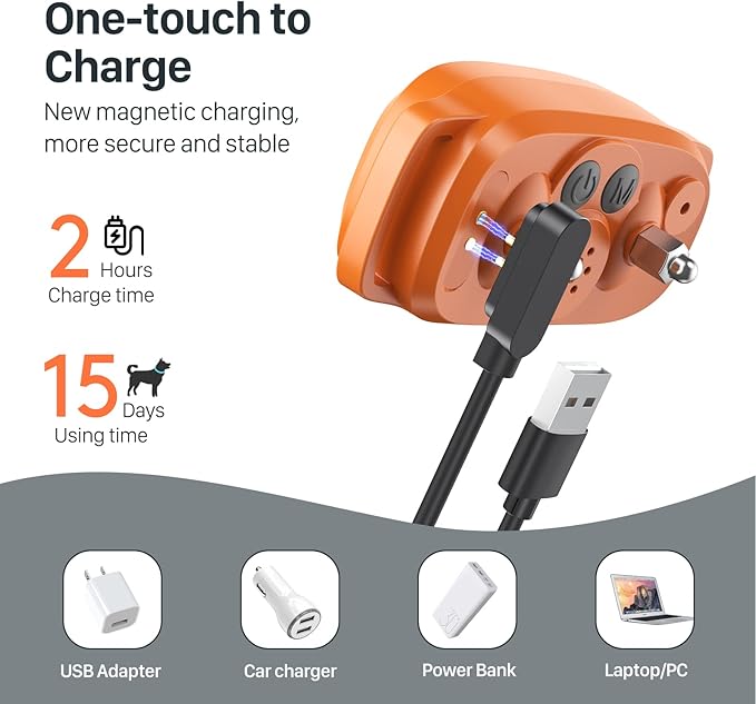 FAFAFROG Dog Bark Collar, Rechargeable Smart Collar, Anti Barking Training Collar with 5 Adjustable Sensitivity Beep Vibration, Bark Collar for Large Medium Small Dogs (Orange)