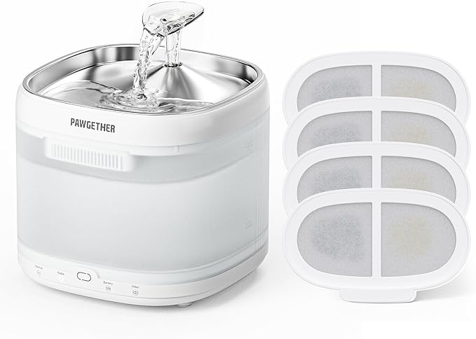 PAWGETHER® 4 Pcs Cat Water Fountain Filter Compatible with 67oz / 2L Dog Water Fountain P3/P3s/P3SU Pet Water Fountain Replacement Filter