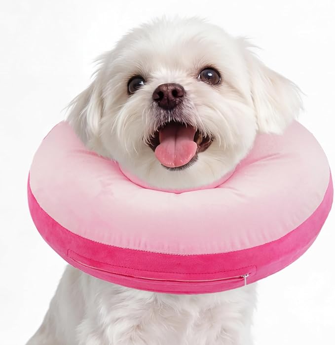 Kuoser Inflatable Dog Cone Collar, Soft Dog Cone Alternative After Surgery, Dogs Donut Collar to Stop Licking, Inflatable Doggie Neck Pillow,Comfortable Recovery E-Collar for Small Medium Large Dogs,S