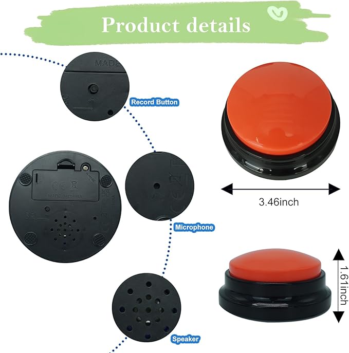 Gelabur Set of 8 Dog Buttons for Communication, Voice Recordable Buttons for Classroom, Dog Training Talking Buttons Starter Set, Pet Easy Speaking Buttons Tools