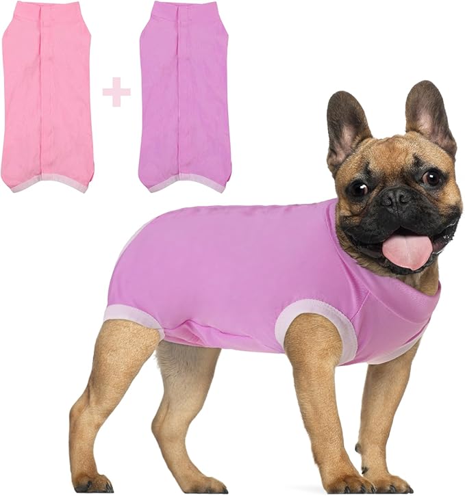 SAWMONG 2 Pack Recovery Suit for Dogs After Surgery, Dog Recovery Suit Soft Polyester, Pet Spay Surgical Suit Female Male, Dog Onesie Body Suit Substitute E-Collar Cone,L