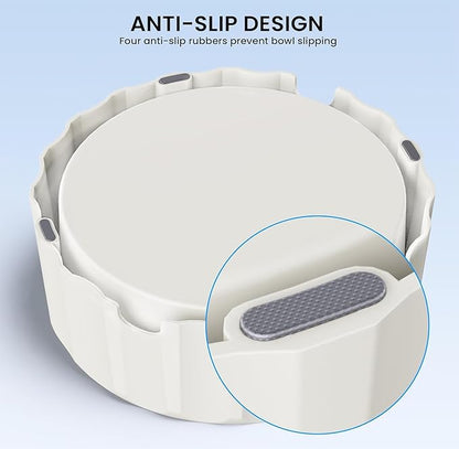 Dog Small Animals Water Bowl No Spill 70oz/2L Large Capacity Dispenser Non Slip No Splash Small Animals Bowl Pet Slow Feeder No Drip Dog Water Bowl on Vehicle for Dogs and Cats - Beige
