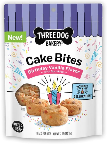 Three Dog Bakery Ultimate Celebration Cake Bites, Soft-Baked Dog Treats and Cookies with Real Ingredients, 12 oz