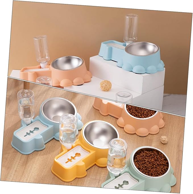 Kisangel 1 Set Adorable Dog Feeder and Water Dispenser Convenient Automatic Pet Bowl Non Slip Design for Cats Dogs Pet Stores
