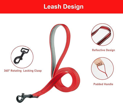 Hipubby Dog Harness and Leash Set, No Pull Soft Mesh Puppy Harness for Small Medium Dogs, Cats - Step in Reflective Breathable Lightweight Vest Harness for Walking, Training - Red, M