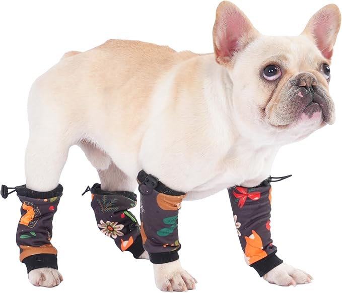 PetWarm Dog Recovery Sleeve 4pcs Set, Dog Leg Sleeve, Ideal for Comfort and Support During Pet Recovery, Suitable for Active or Support Recoverying Pet Use, Black Brown, L