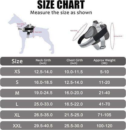 Bolux Dog Harness, No-Pull Reflective Dog Vest, Breathable Adjustable Pet Harness with Handle for Outdoor Walking - No More Pulling, Tugging or Choking (Black, XS)